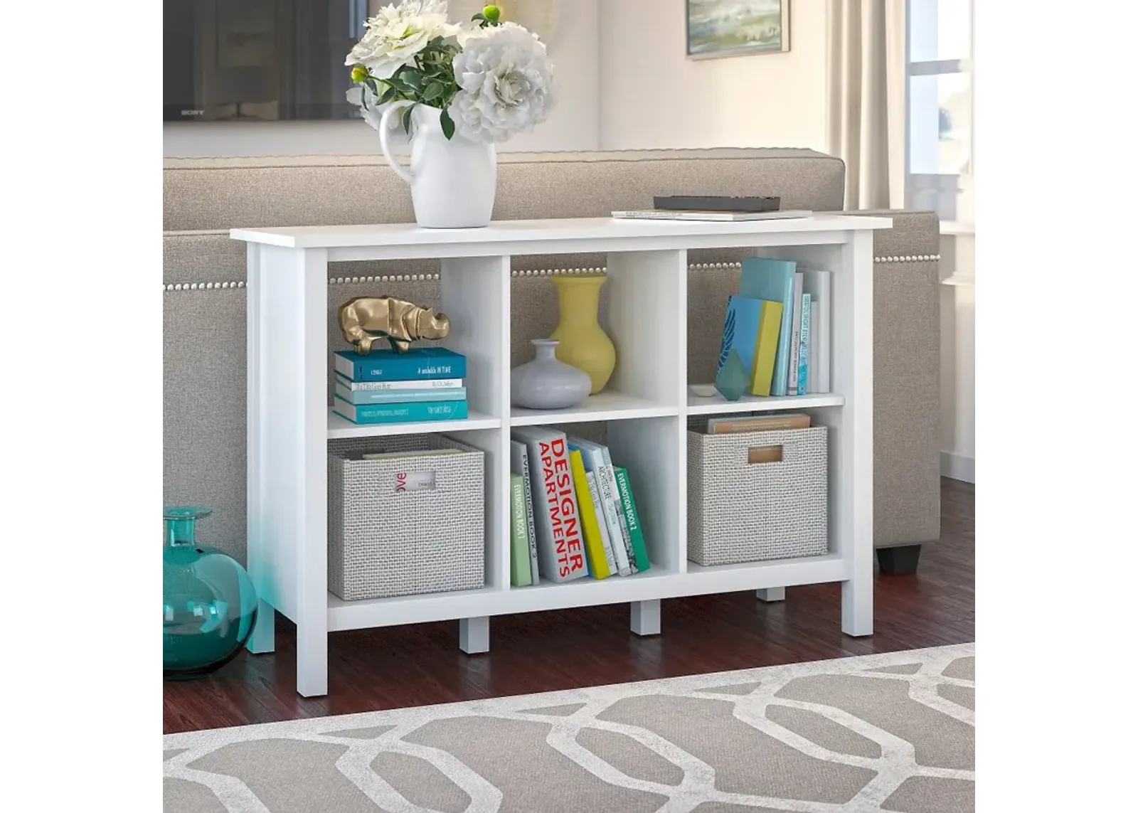 Broadview Pure White 6 Cube Storage Bookcase - Bush Furniture