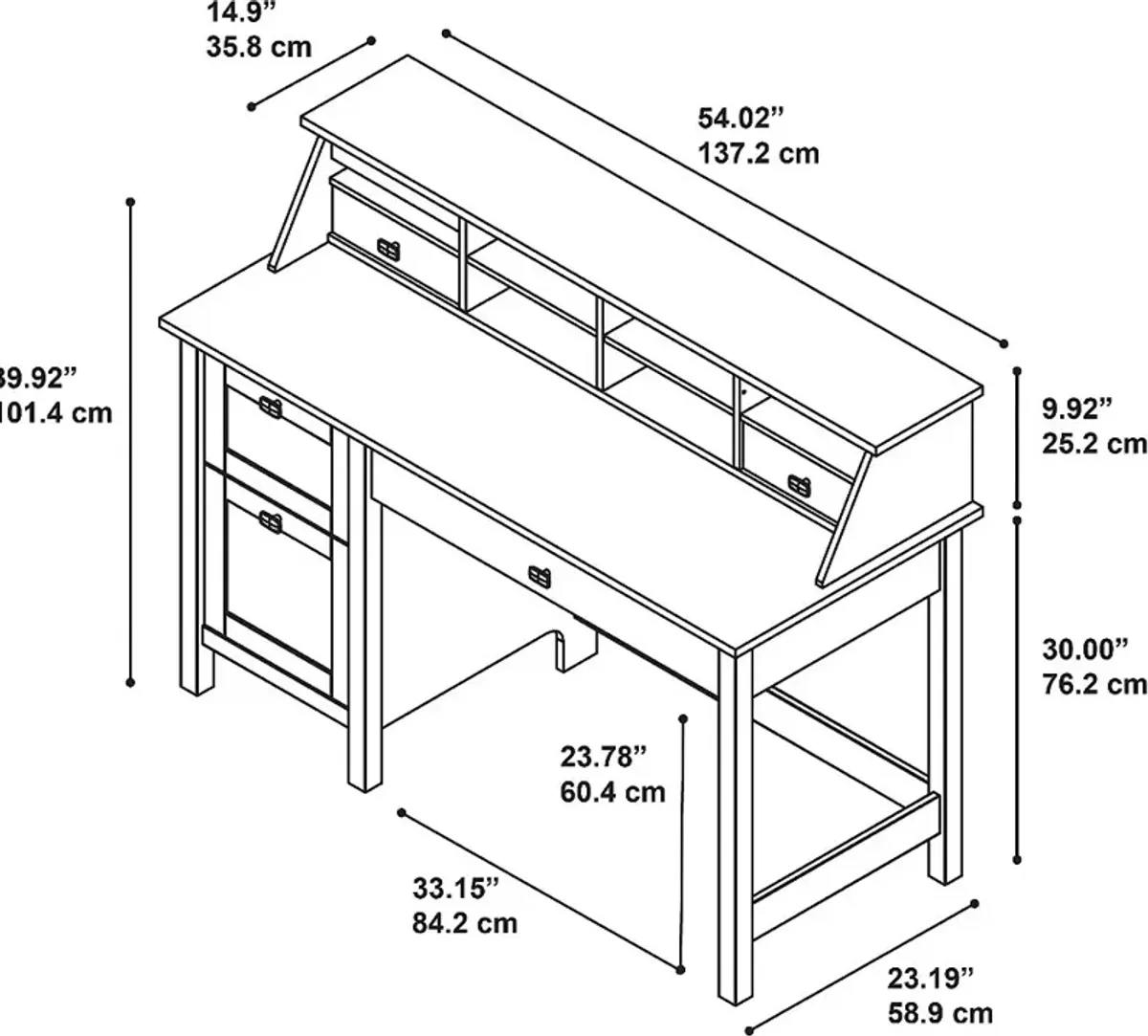 Broadview Computer Desk with 2 Drawer Pedestal and Organizer -...