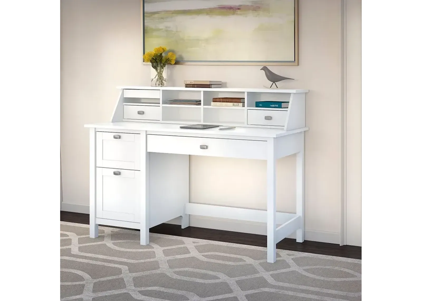 Broadview Computer Desk with 2 Drawer Pedestal and Organizer -...