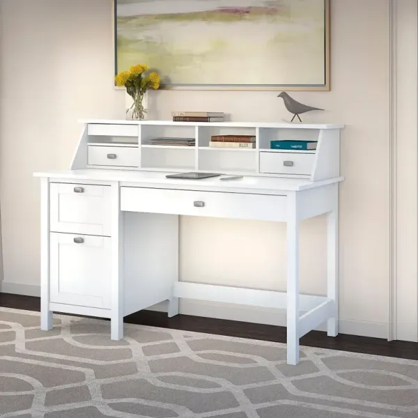 Broadview Computer Desk with 2 Drawer Pedestal and Organizer - Bush Furniture