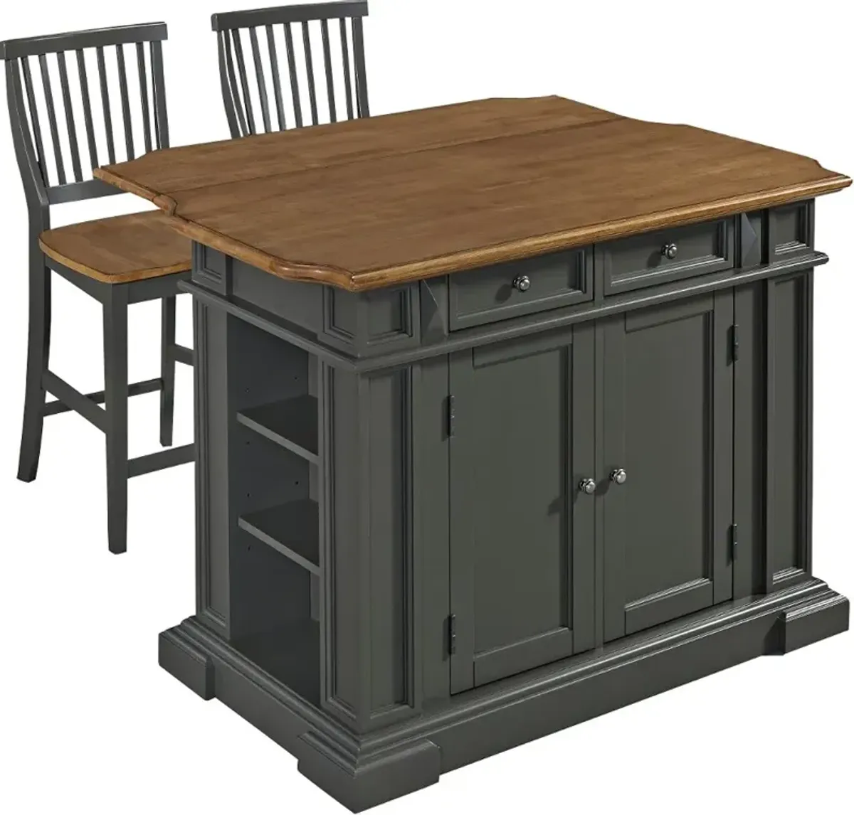 Americana Charcoal Gray Kitchen Island Set