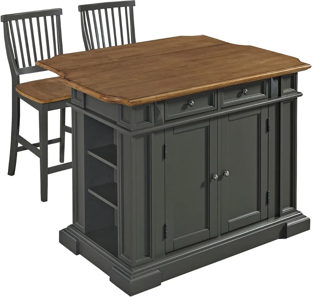 Americana Charcoal Gray Kitchen Island Set