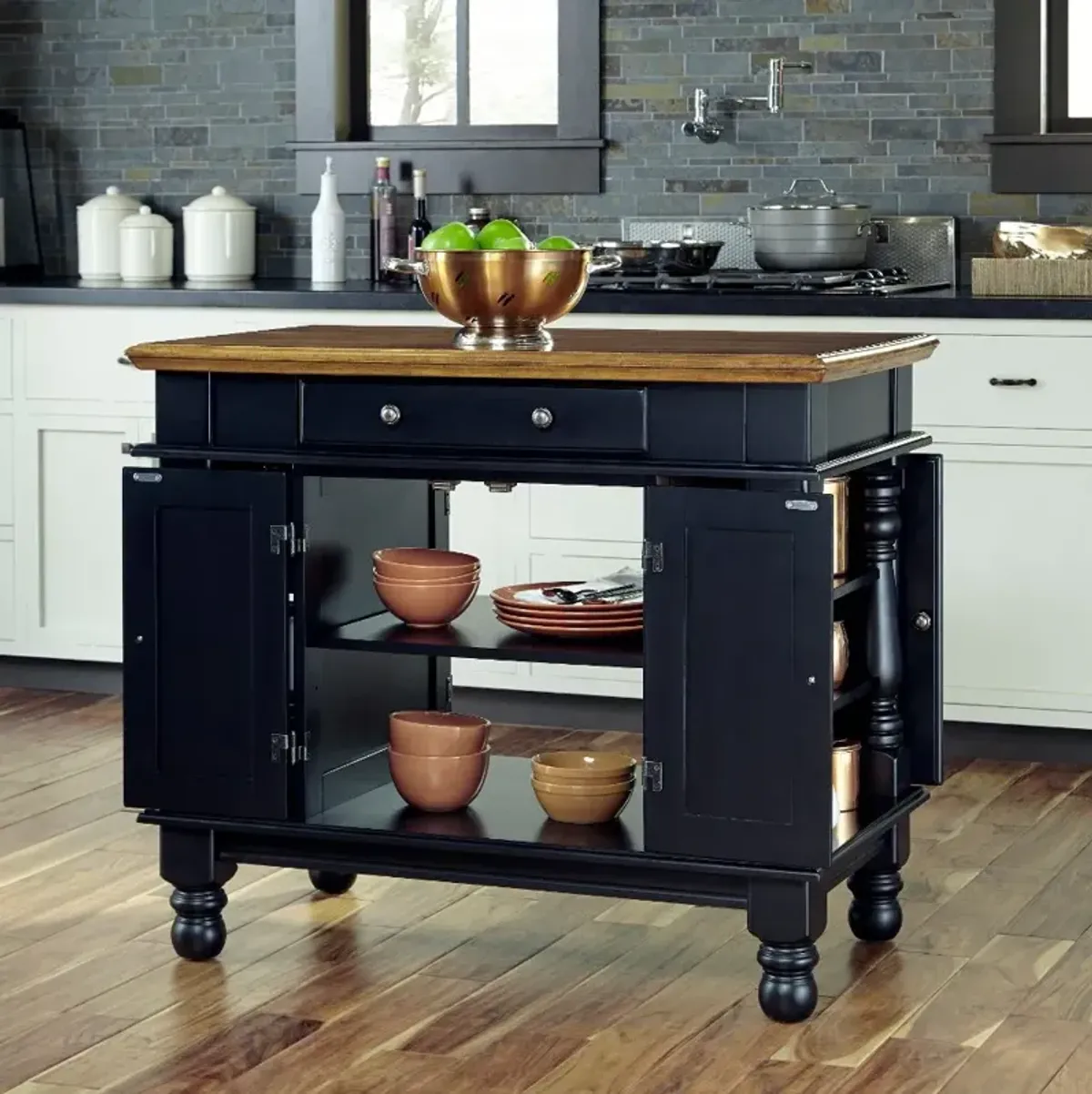 Americana Black Kitchen Island