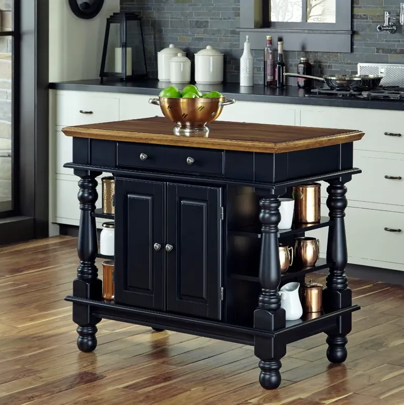 Americana Black Kitchen Island