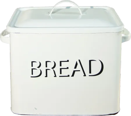 White Enamel Lidded Bread Box