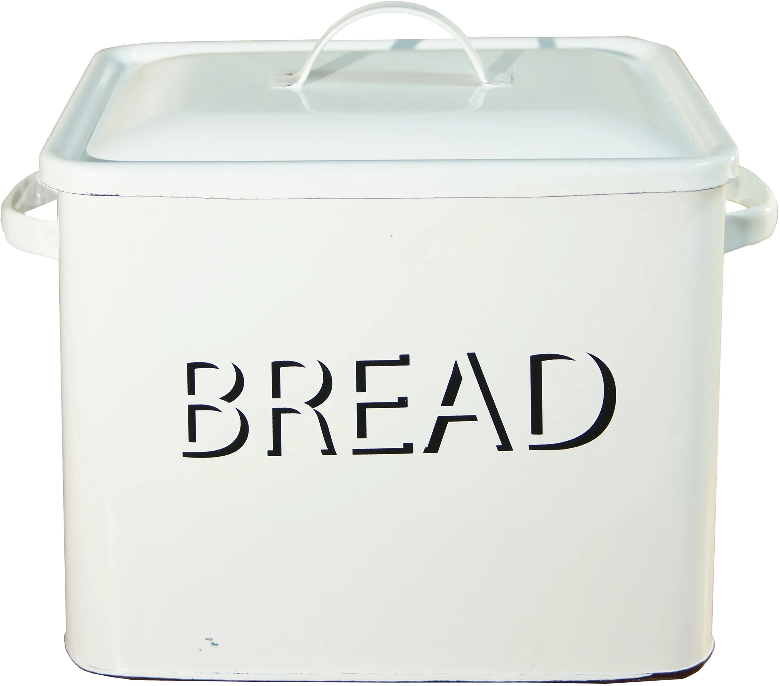 White Enamel Lidded Bread Box