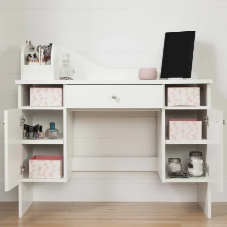 Vito Pure White Makeup Desk with Drawer - South Shore