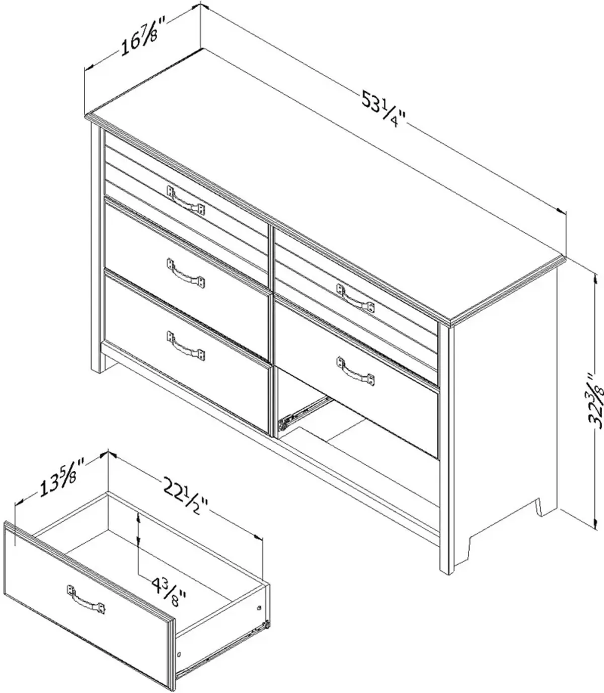 Ulysses Blue 6-Drawer Double Dresser - South Shore