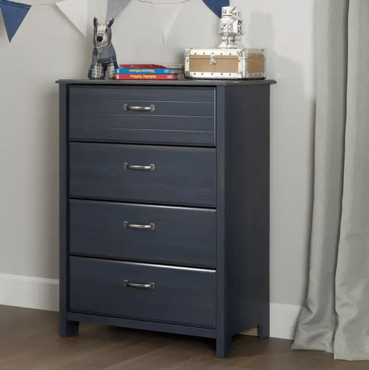 Ulysses Blue 4-Drawer Chest - South Shore