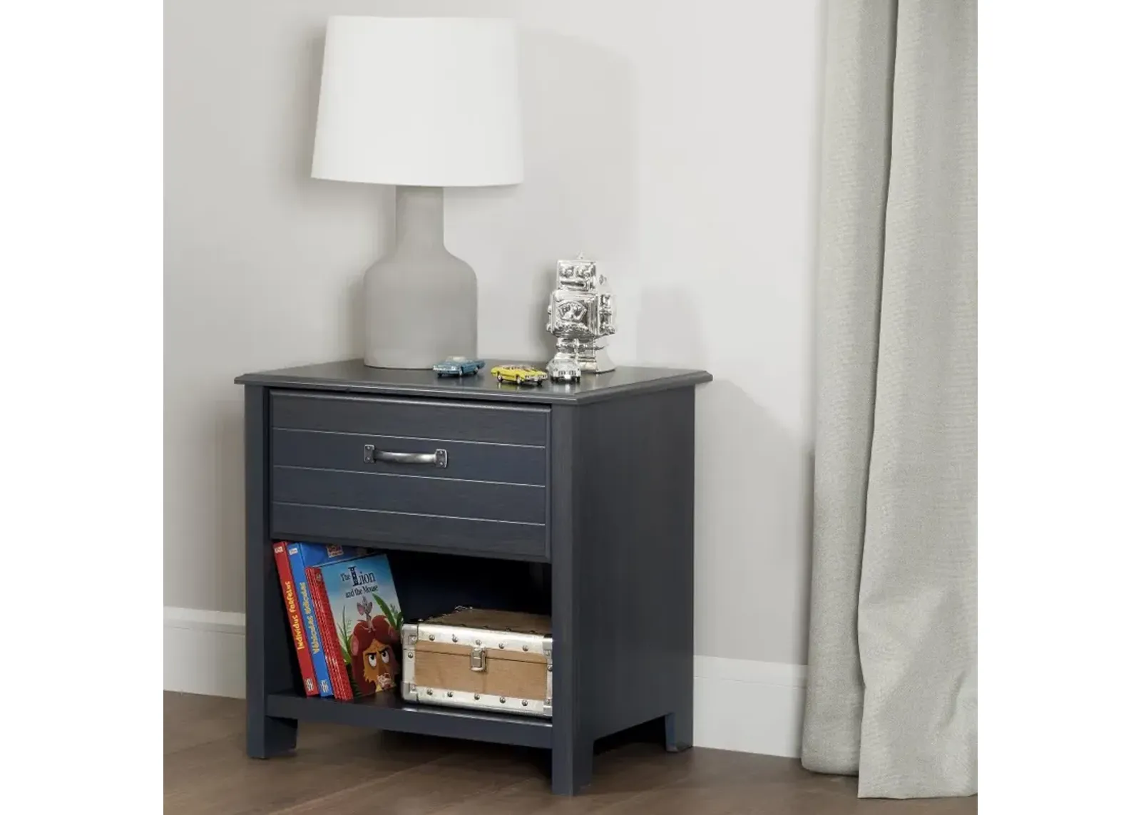 Ulysses Blue 1-Drawer Nightstand - South Shore