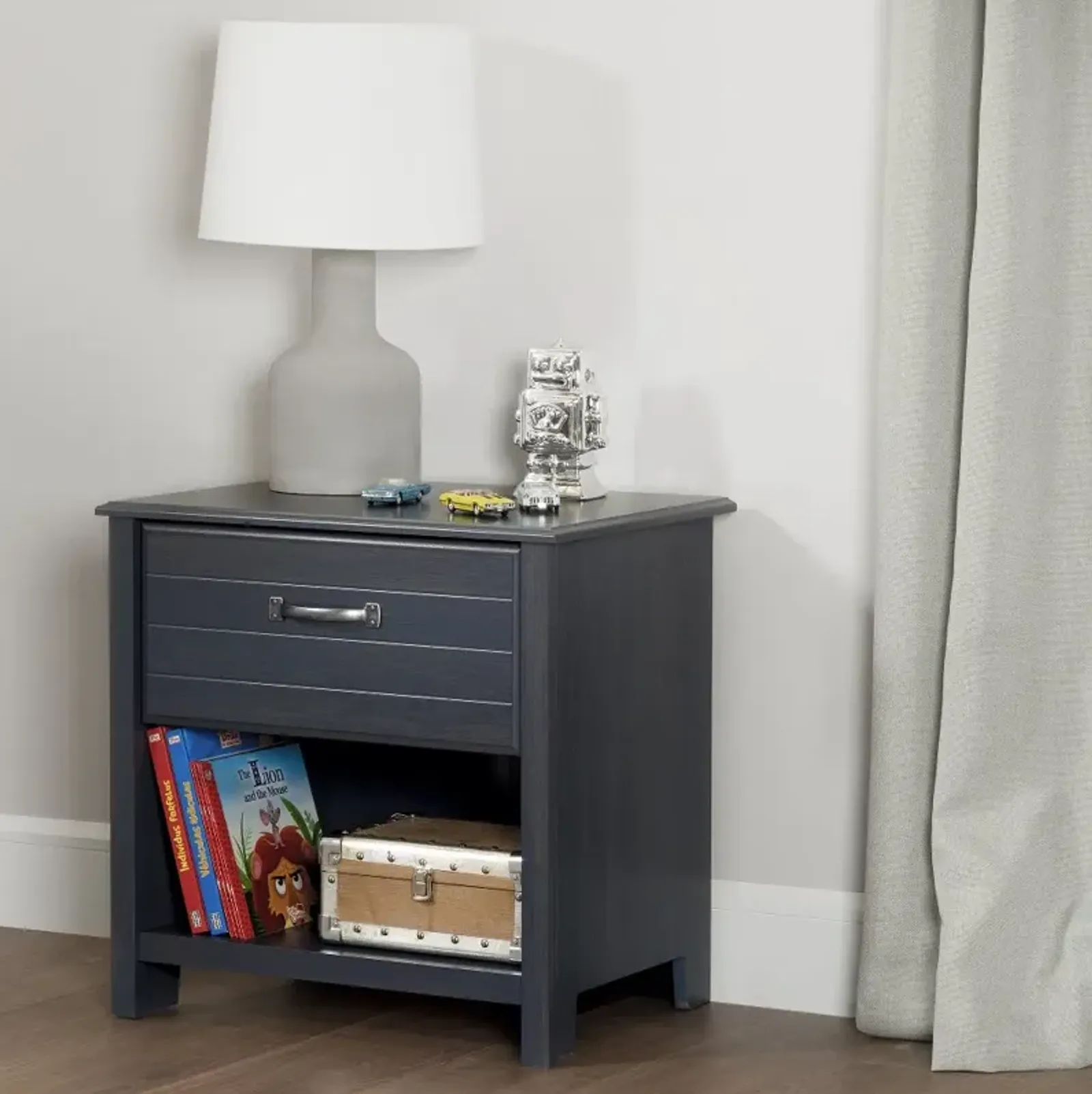 Ulysses Blue 1-Drawer Nightstand - South Shore