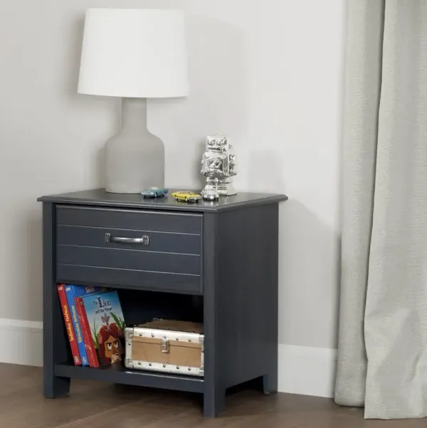 Ulysses Blue 1-Drawer Nightstand - South Shore