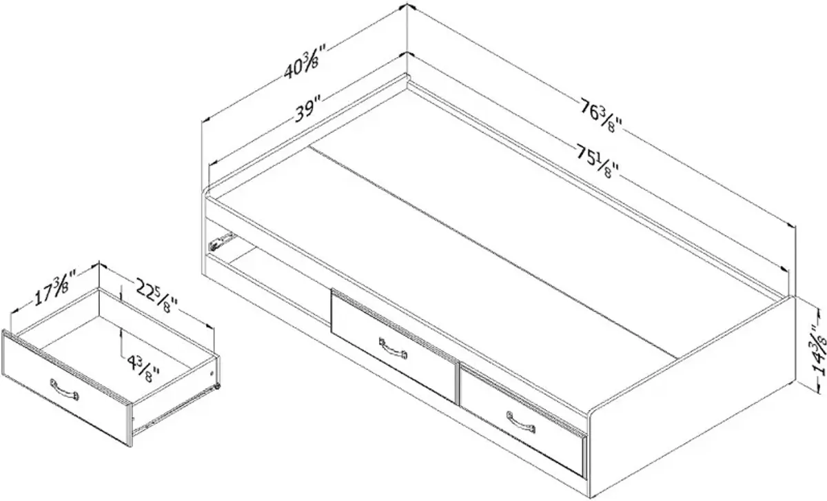 Ulysses Blue Twin 3-Drawer Mates Bed - South Shore