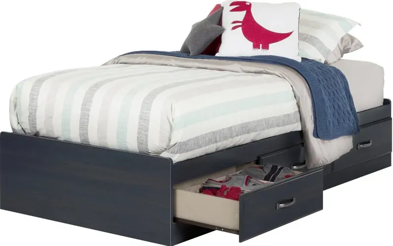 Ulysses Blue Twin 3-Drawer Mates Bed - South Shore