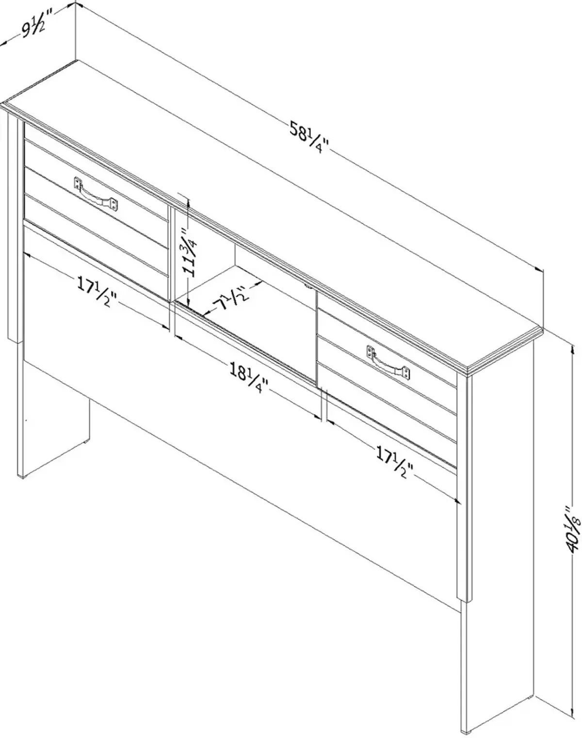 Ulysses Blue Full Bookcase Headboard - South Shore