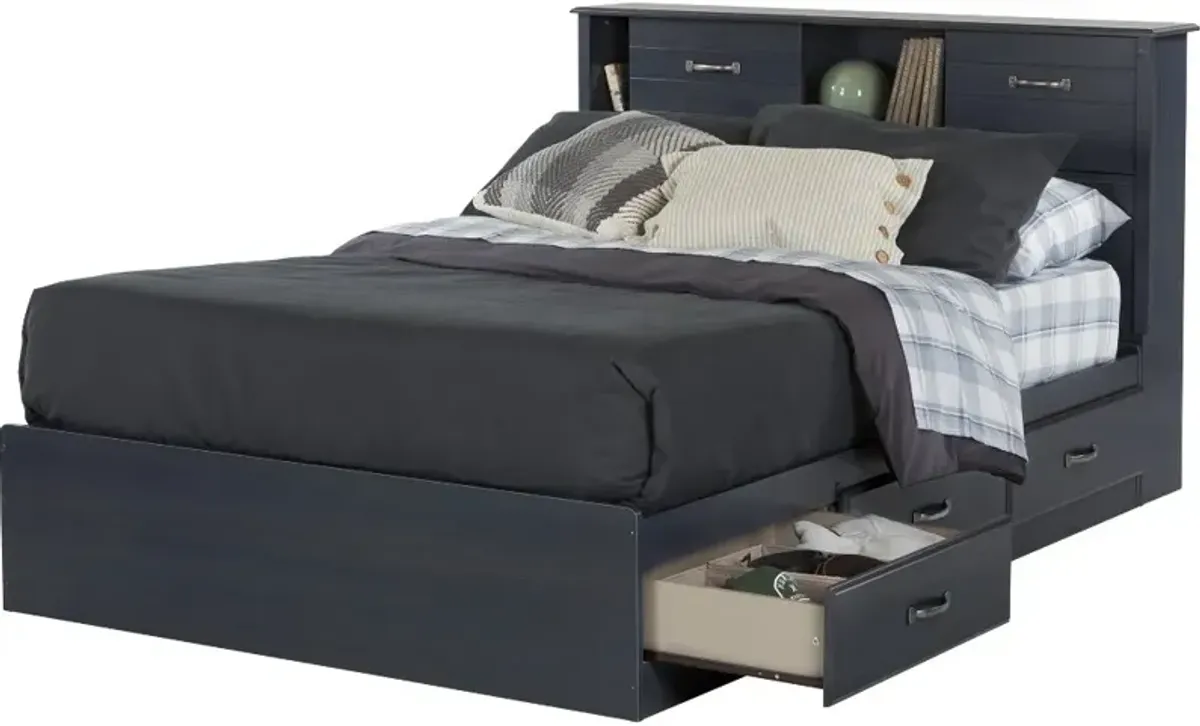 Ulysses Blue Full 3-Drawer Mates Bed - South Shore