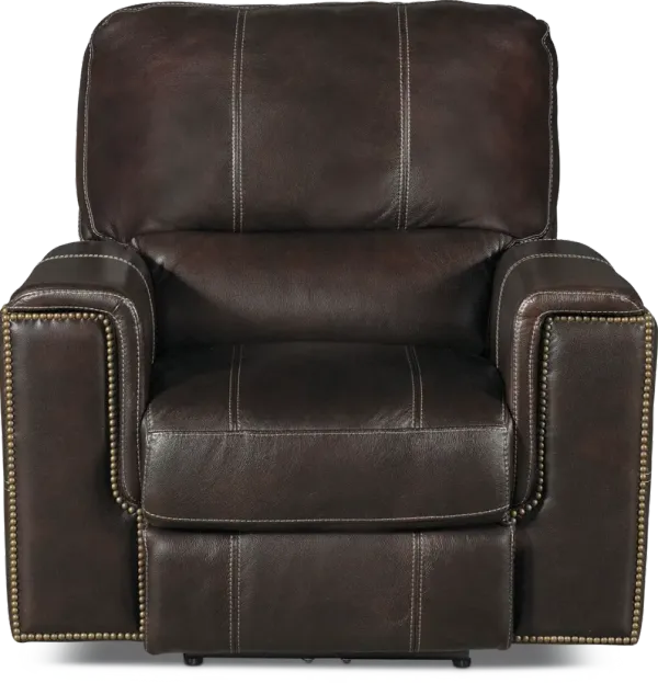 Slinger Clydesdale Dark Brown Leather-Match Power Recliner