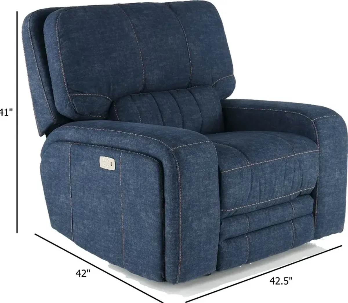 Rock Quarry Indigo Blue Power Recliner