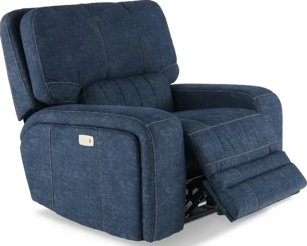 Rock Quarry Indigo Blue Power Recliner