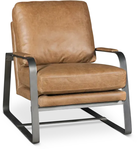 Wayne Saddle Brown Leather Accent Chair