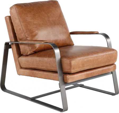 Wayne Saddle Brown Leather Accent Chair