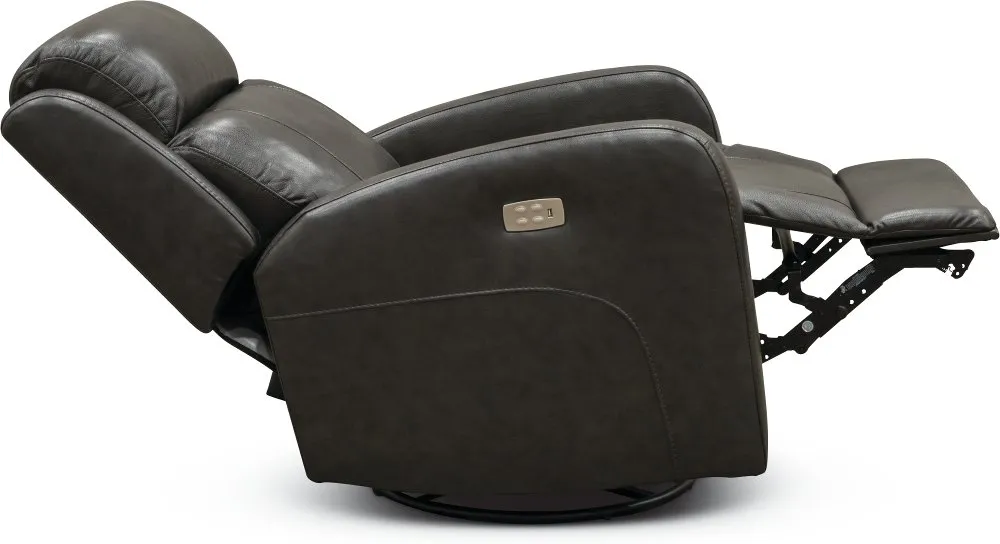 Blair Gray Leather-Match Power Swivel Glider Recliner