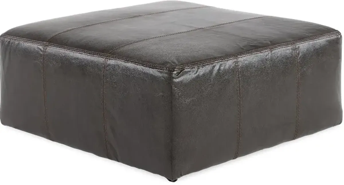 Denali Steel Gray Leather-Match Ottoman