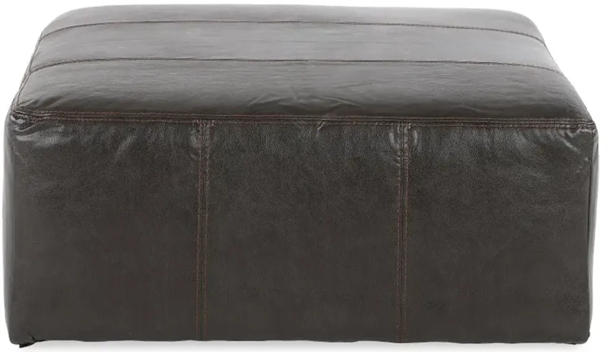 Denali Steel Gray Leather-Match Ottoman