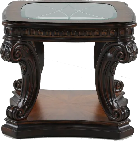Grand Estates Brown Glass Top End Table