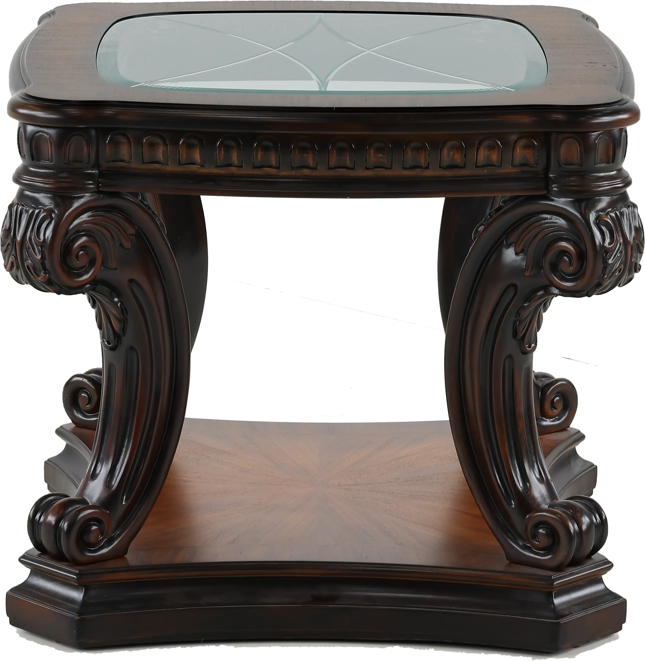Grand Estates Brown Glass Top End Table