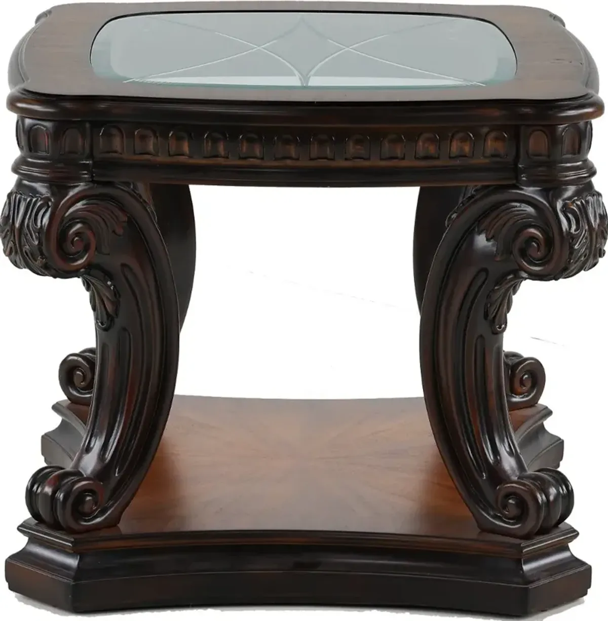 Grand Estates Brown Glass Top End Table