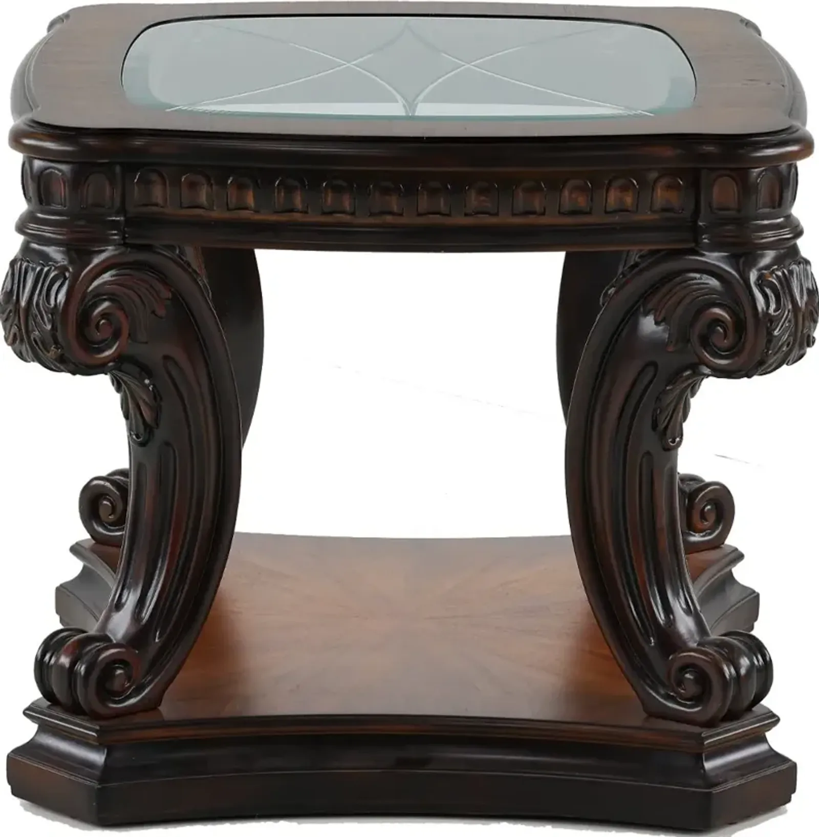 Grand Estates Brown Glass Top End Table