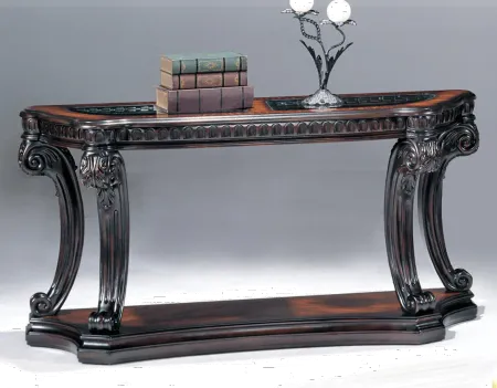 Grand Estates Brown and Glass Top Sofa Table