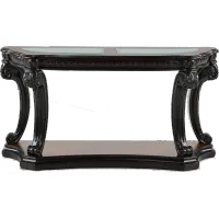 Grand Estates Brown and Glass Top Sofa Table