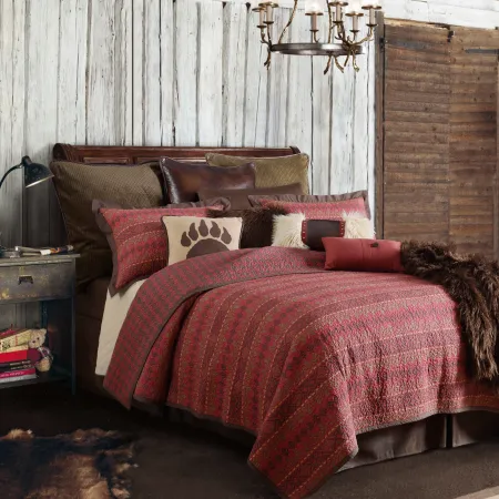 Soft Red and Chocolate Tones Rushmore Full-Queen Bedding Collection