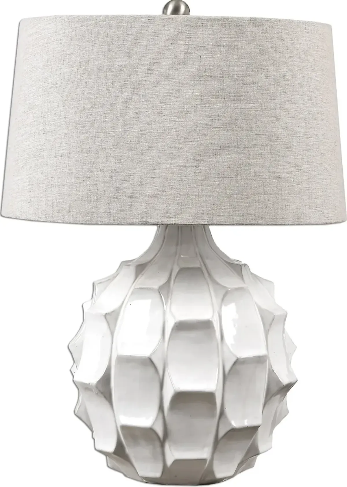 White Scalloped Ceramic Table Lamp