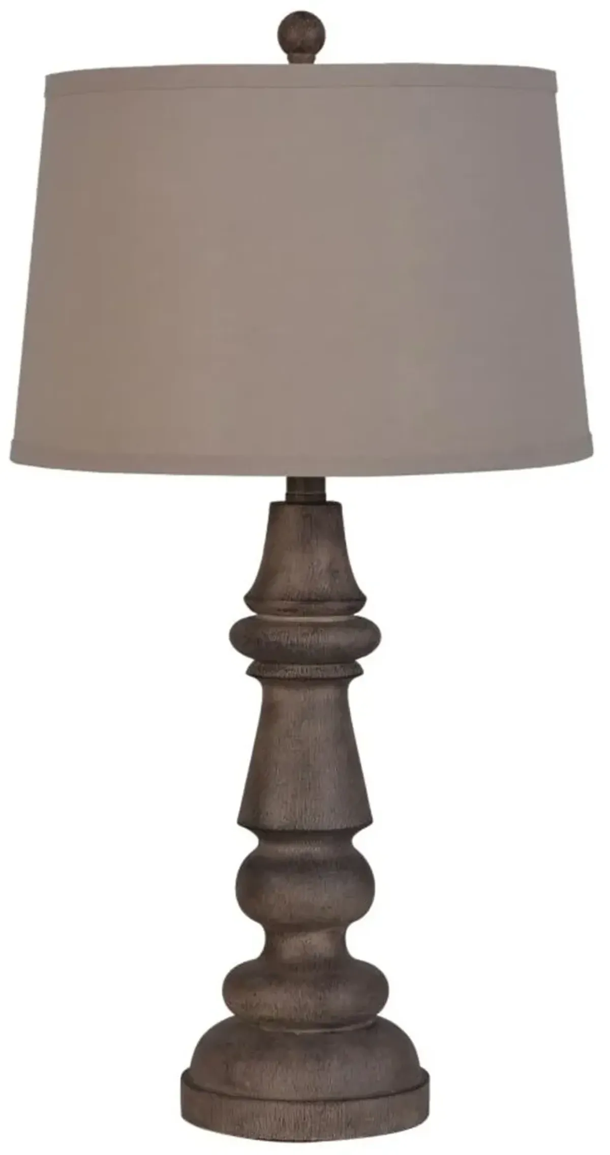 Dark Brown Wood Poly Resin Table Lamp