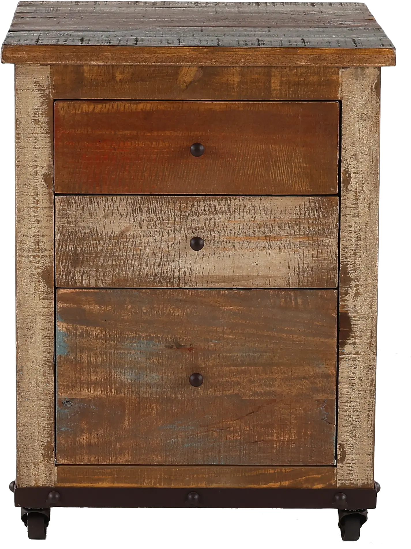 Antique Pine 3 Drawer Wood File Cabinet