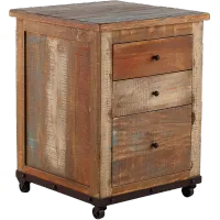 Antique Pine 3 Drawer Wood File Cabinet