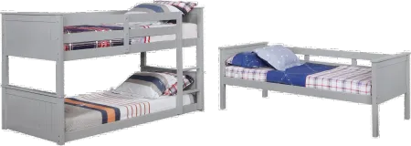 Davidson Gray Triple Twin Bunk Bed