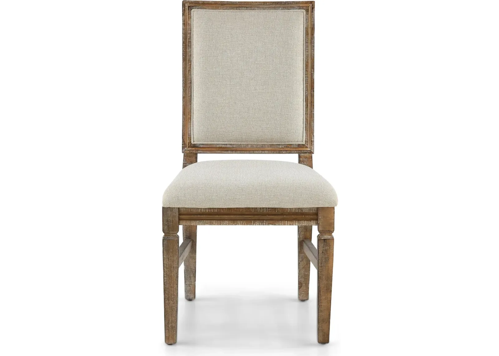 Interlude II Weathered Pine Square Back Upholstered Dining Chair