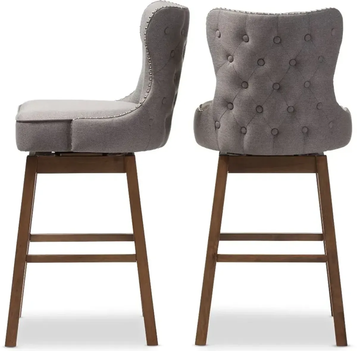 Gradisca Gray Upholstered Swivel Bar Stool - Set of 2