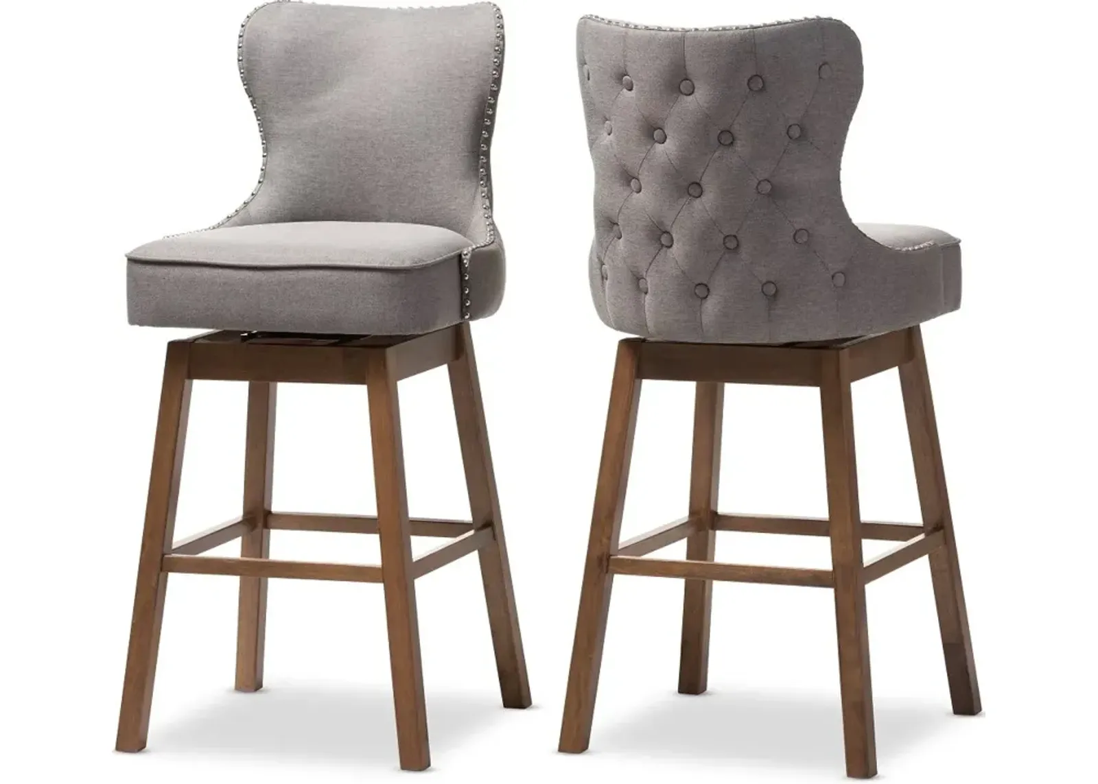 Gradisca Gray Upholstered Swivel Bar Stool - Set of 2