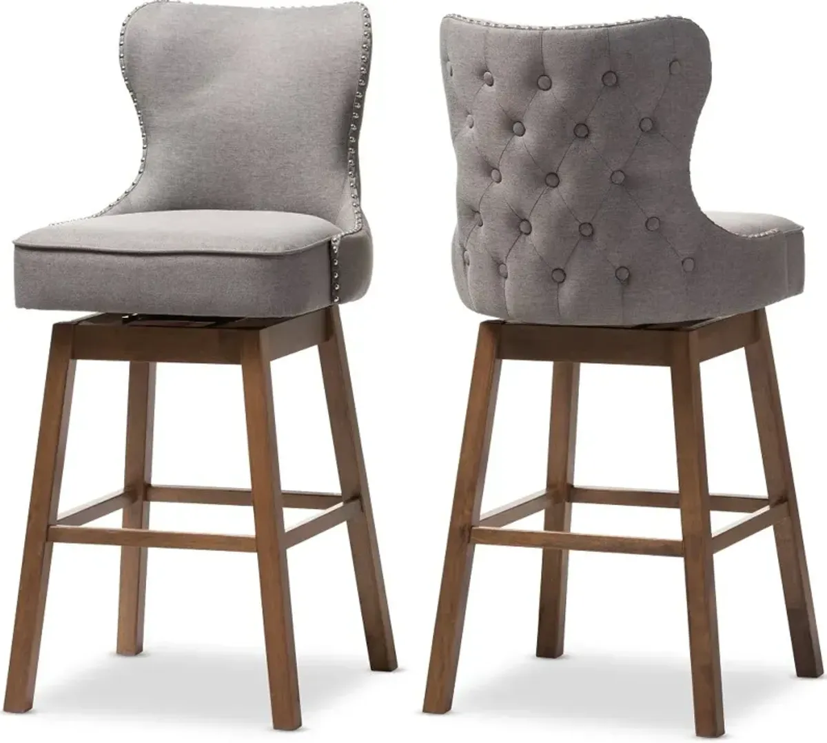 Gradisca Gray Upholstered Swivel Bar Stool - Set of 2