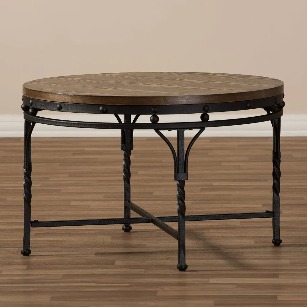 Vintage Industrial Round Coffee Table - Austin