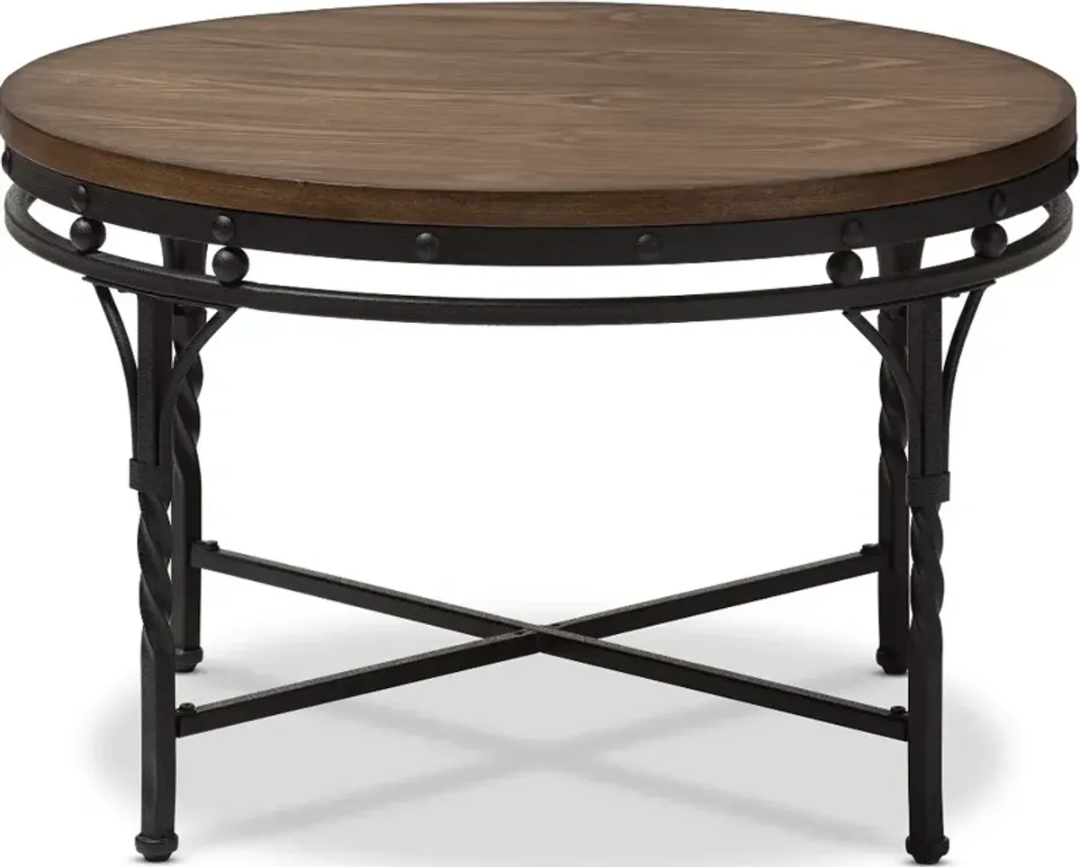 Vintage Industrial Round Coffee Table - Austin