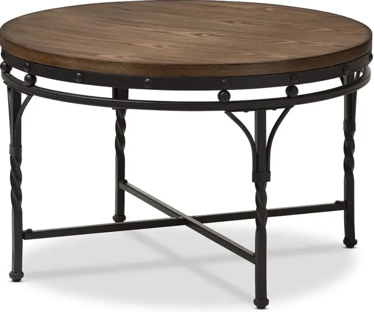 Vintage Industrial Round Coffee Table - Austin