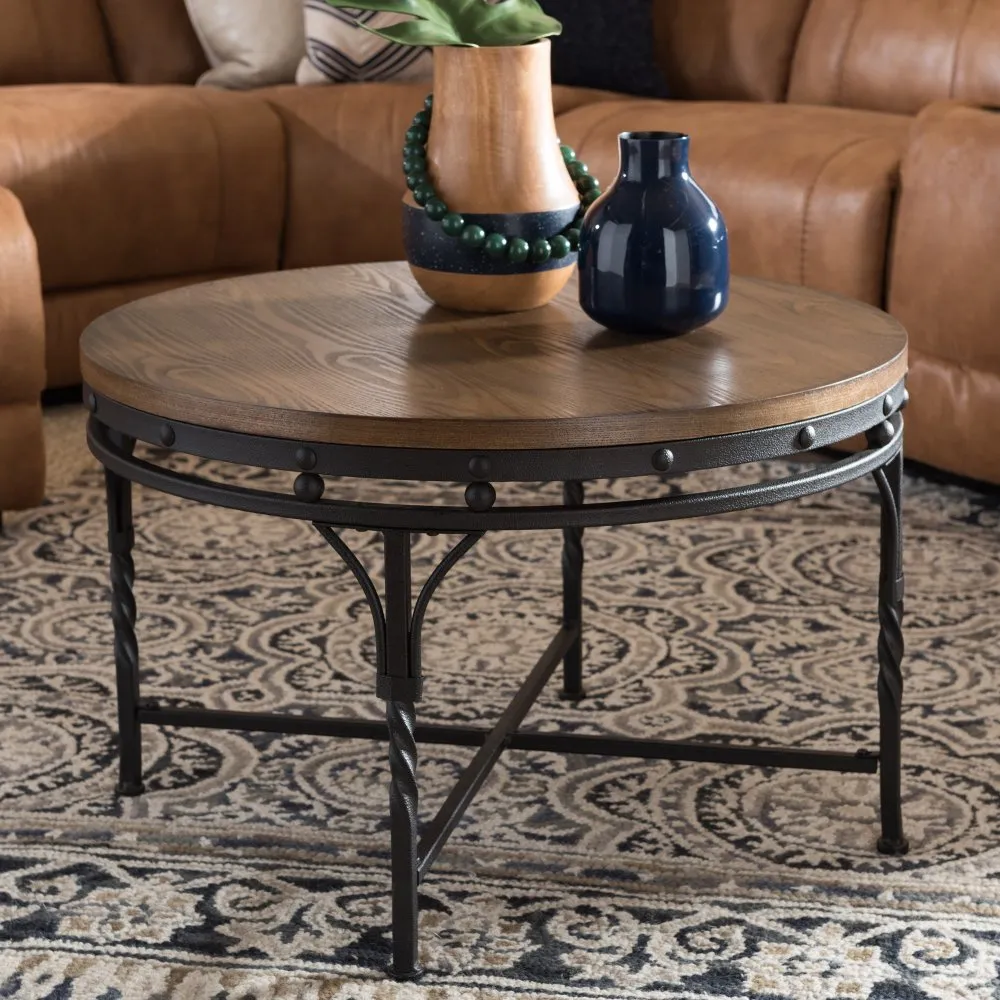 Vintage Industrial Round Coffee Table - Austin