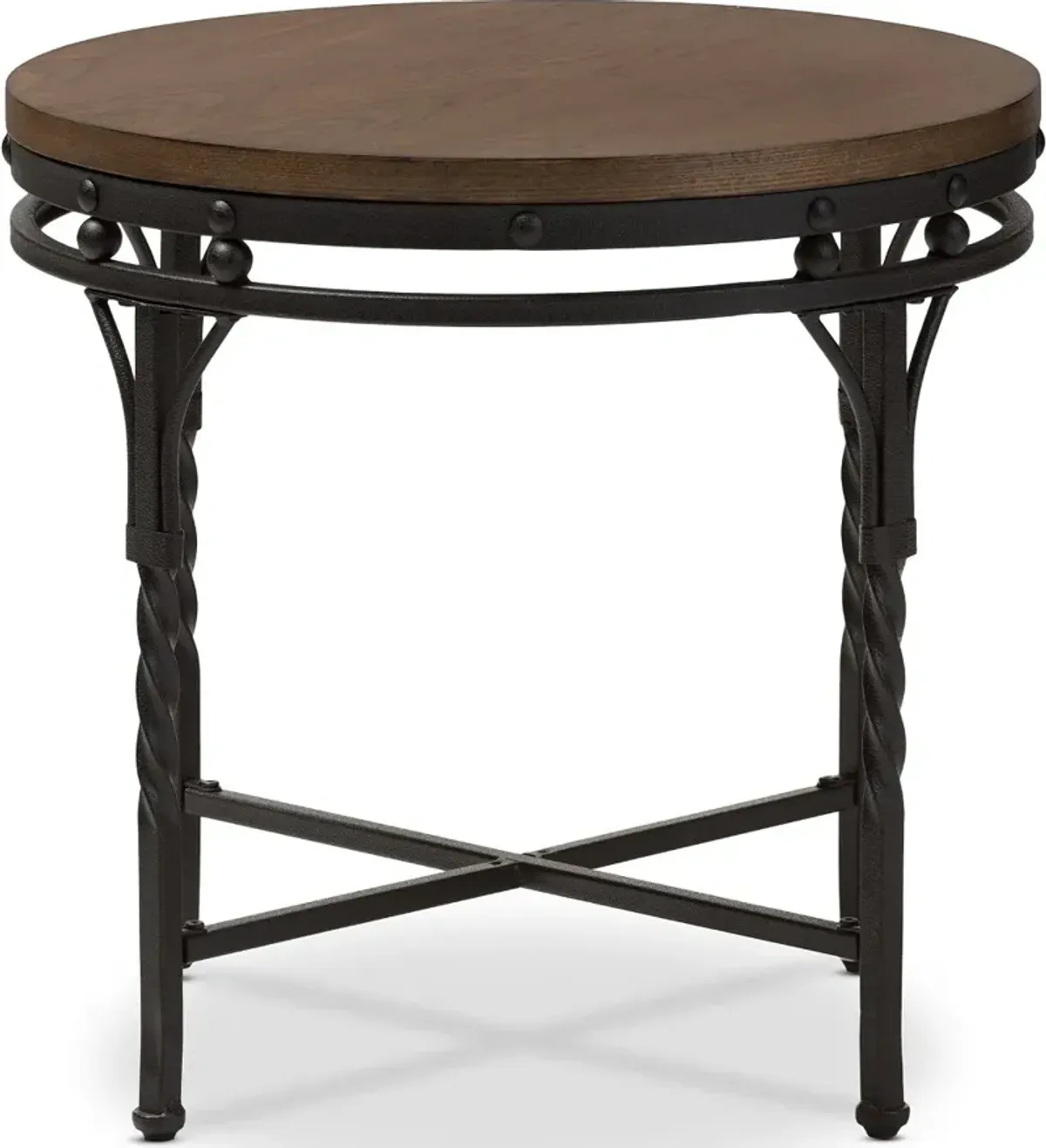 Vintage Industrial Round End Table - Austin