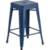 Distressed Blue Metal Counter Height Stool